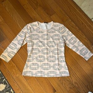 J. McLaughlin Cream Fitted 3/4 Sleeve Blouse